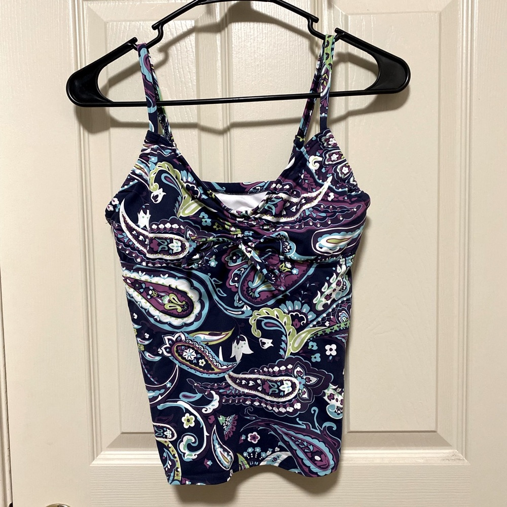 Lands End Tankini size 4 great paisley pattern blue